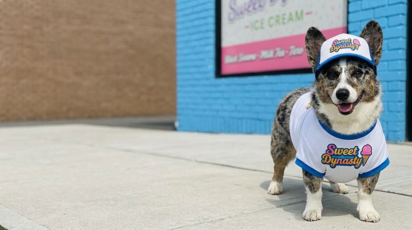 Bandit on patrol outside our Old Bridge shop