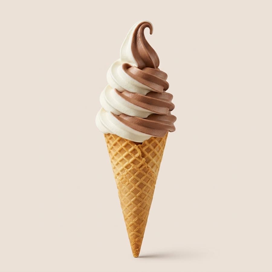 Twist soft serve in a cone